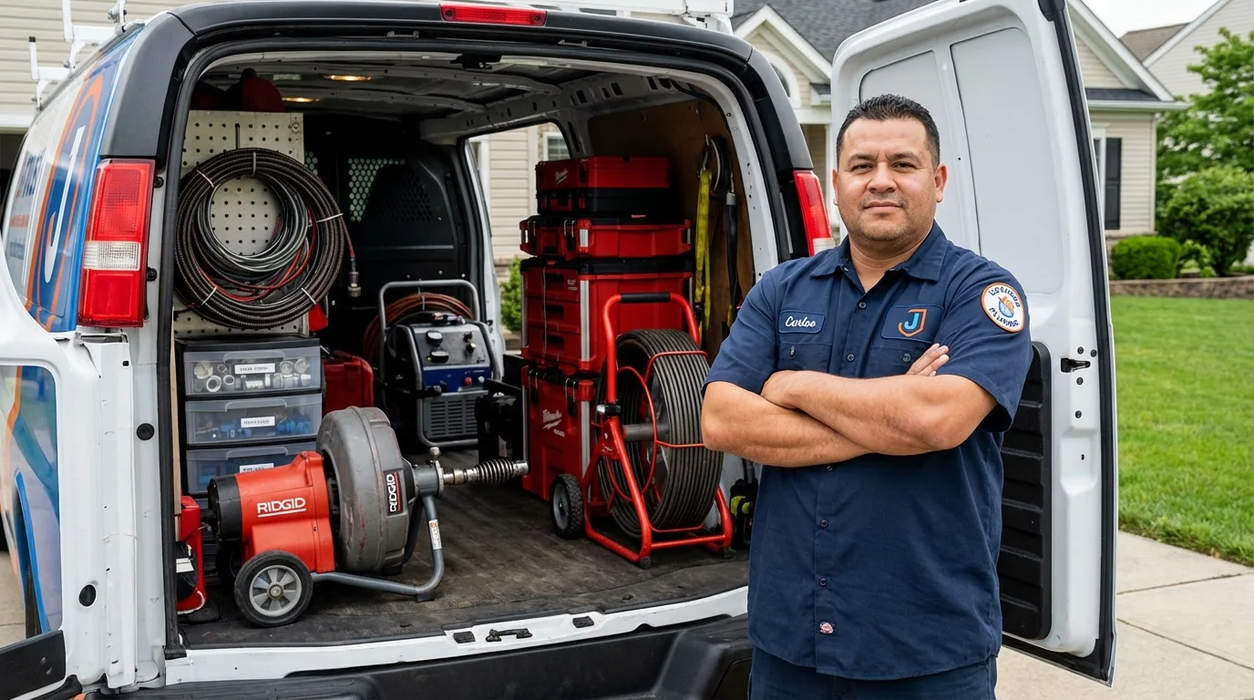 Professional drain cleaning equipment and Johns Plumbing LLC plumber in Fairmont